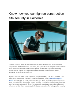 Know how you can tighten construction site security in California