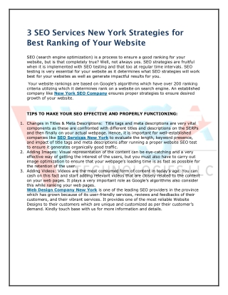 3 SEO Services New York Strategies for Best Ranking of Your Website