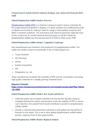 Polyphenylene Sulfide Market Industry Analysis, size, share and Forecast 2021203