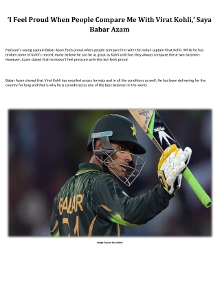 ‘I Feel Proud When People Compare Me With Virat Kohli,’ Saya Babar Azam