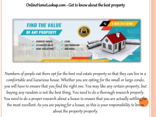 OnlineHomeLookup.com - Get to know about the best property
