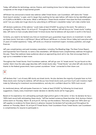 Jeff Brown Investor - Verified Independent Review ...