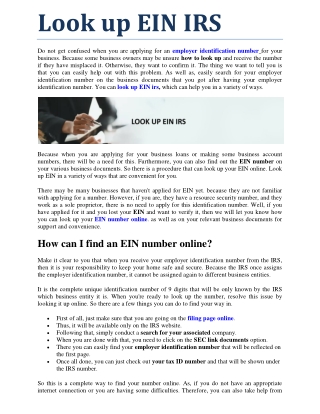Look up EIN IRS
