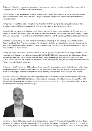 Jeff Brown Investor - Verified Independent Review ...