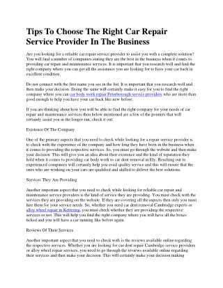 Tips To Choose The Right Car Repair Service Provider In The Business-converted