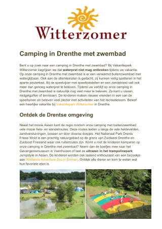 Vakantiepark Witterzomer - Camping in Drenthe