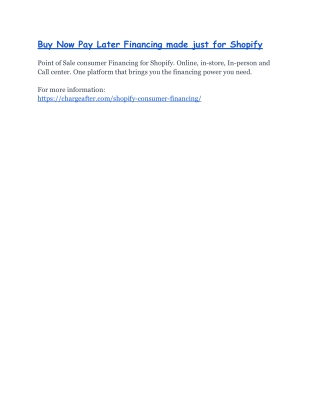 Shopify Point of Sale Consumer Financing platform
