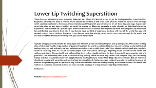 Lower Lip Twitching Superstition