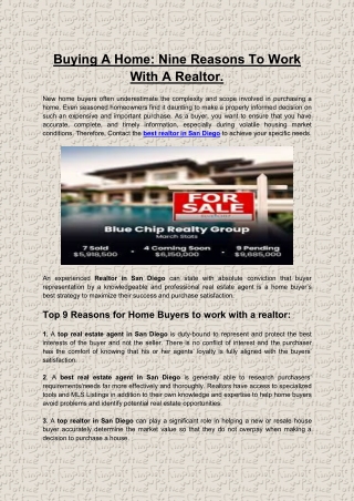 Buying A Home Nine Reasons To Work With A Realtor.