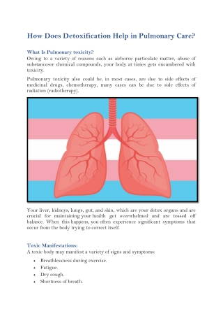 How Does Detoxification Help in Pulmonary Care