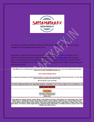 Satta Matka Popular Legal And Best Site hai