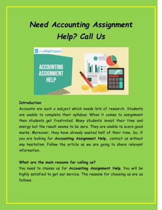 Need Accounting Assignment Help-Call Us