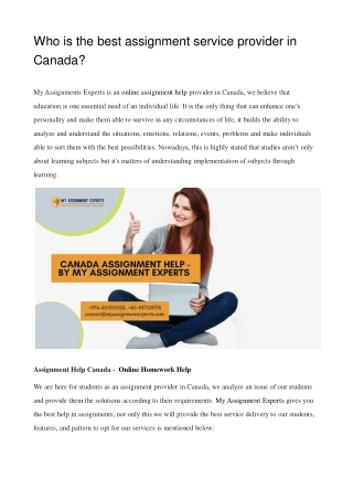 Who is the best assignment service provider in Canada?