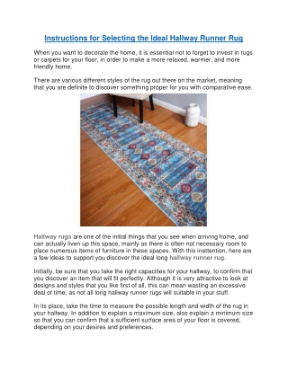 Instructions for Selecting the Ideal Hallway Runner Rug