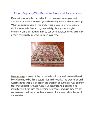 Persian Rugs Very Wise Decorative Investment for your home
