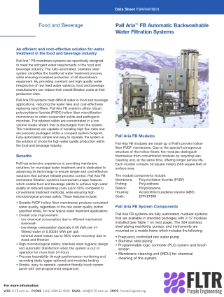 Pall Aria™ FB Automatic Backwashable Water Filtration Systems