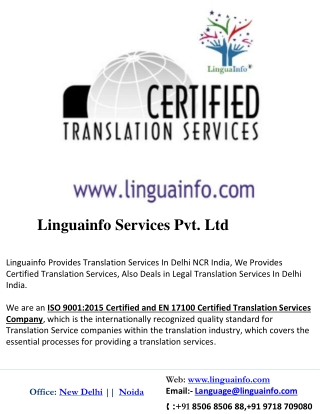 Certified Language Translation Company In Delhi India |Linguainfo