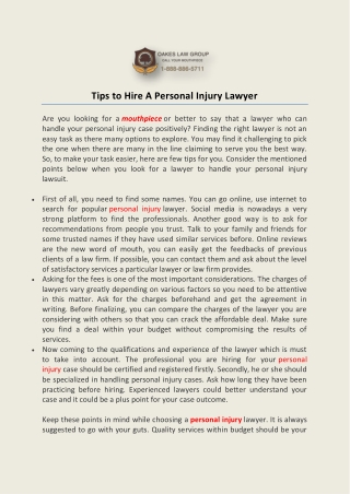 Tips to Hire A Personal Injury Lawyer