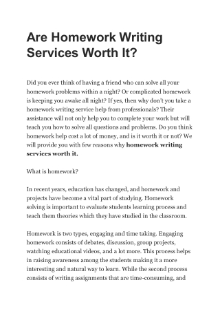 Are Homework Writing Services Worth It