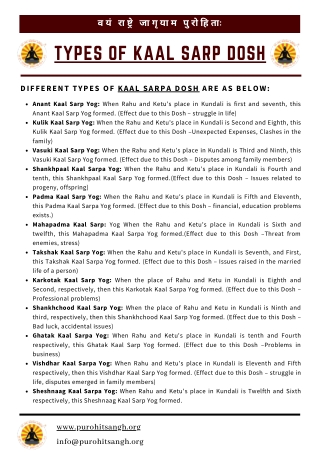 Types of Kaal Sarp Dosh