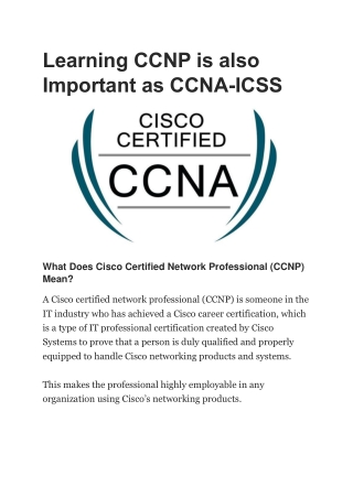 Learning CCNP is also Important as CCNA