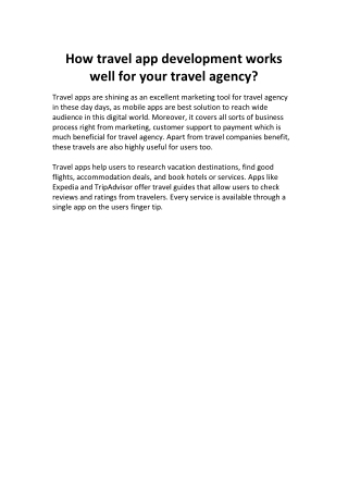 Travel App Development - Best Marketing Medium For Travel Agencies