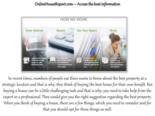 OnlineHouseReport.com – Access the best information