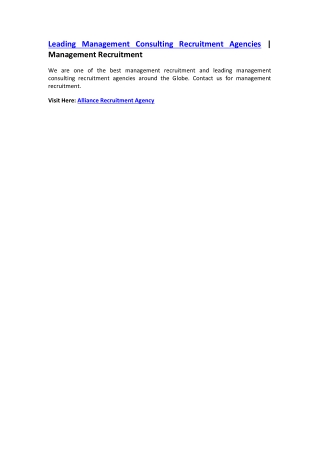 Leading Management Consulting Recruitment Agencies | Management Recruitment