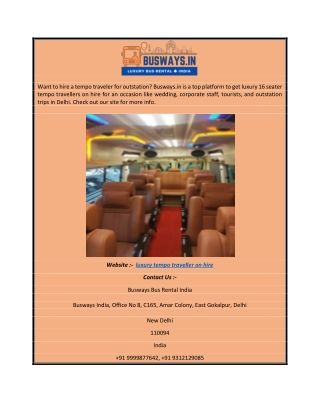 Luxury Tempo Traveller on Hire | Busways.in