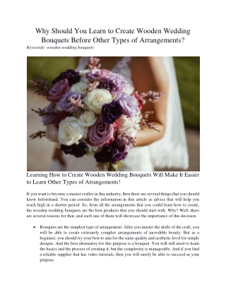 Why Should You Learn to Create Wooden Wedding Bouquets Before Other Types of Arrangements