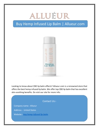 Buy Hemp Infused Lip Balm | Allueur.com