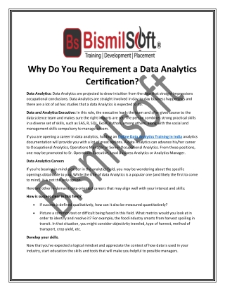 Why Do You Requirement a Data Analytics Certification