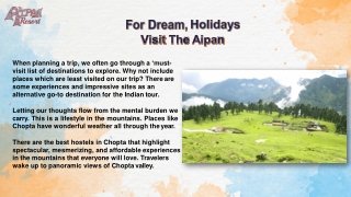 For Dream, Holidays Visit The Aipan-converted