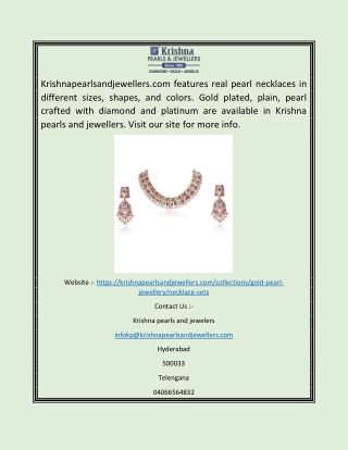 Pearl Necklace Set Online | Krishnapearlsandjewellers.com