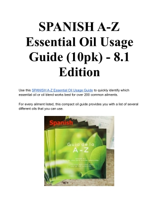 SPANISH A-Z Essential Oil Usage Guide (10pk) - 8.1 Edition