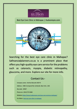Best Eye Care Clinic in Mahopac | Hudsoneyes.com