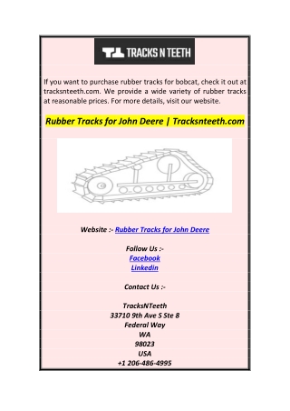 Rubber Tracks for John Deere  Tracksnteeth.com