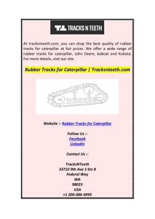 Rubber Tracks for Caterpillar  Tracksnteeth.com