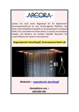 Regendusche Duschkopf Arcorawasserhahn.de