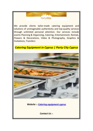 Catering Equipment in Cyprus  Party City Cyprus