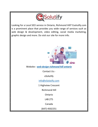 Web Design Richmond Hill Ontario | Esolutify.com