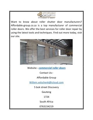Commercial Roller Doors | Affordable-group.co.za