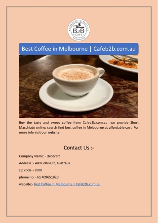 Best Coffee in Melbourne | Cafeb2b.com.au