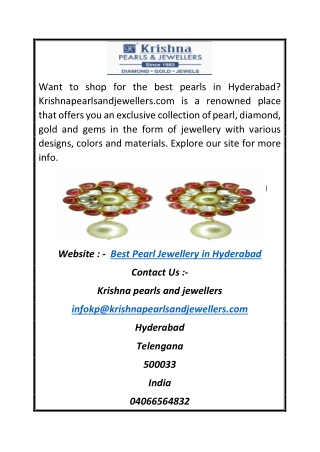 Best Pearl Jewellery in Hyderabad | Krishnapearlsandjewellers.com