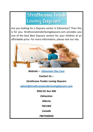 Edmonton Day Care | Strathconatenderlovingdaycare.com