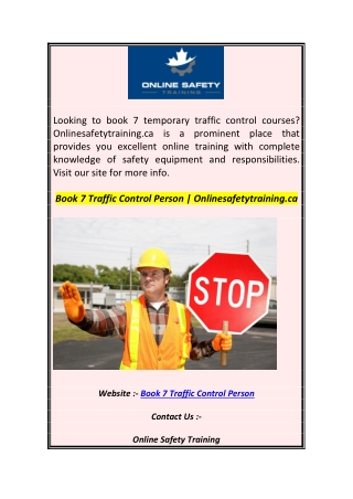 Book 7 Traffic Control Person  Onlinesafetytraining.ca