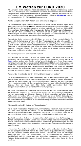 EM Wetten zur EURO 2020