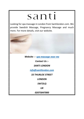 Spa Massage Near Me | santilondon.com