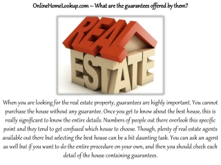 OnlineHomeLookup.com – What are the guarantees offered by them?