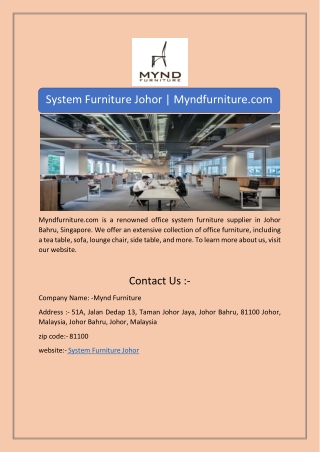 System Furniture Johor | Myndfurniture.com